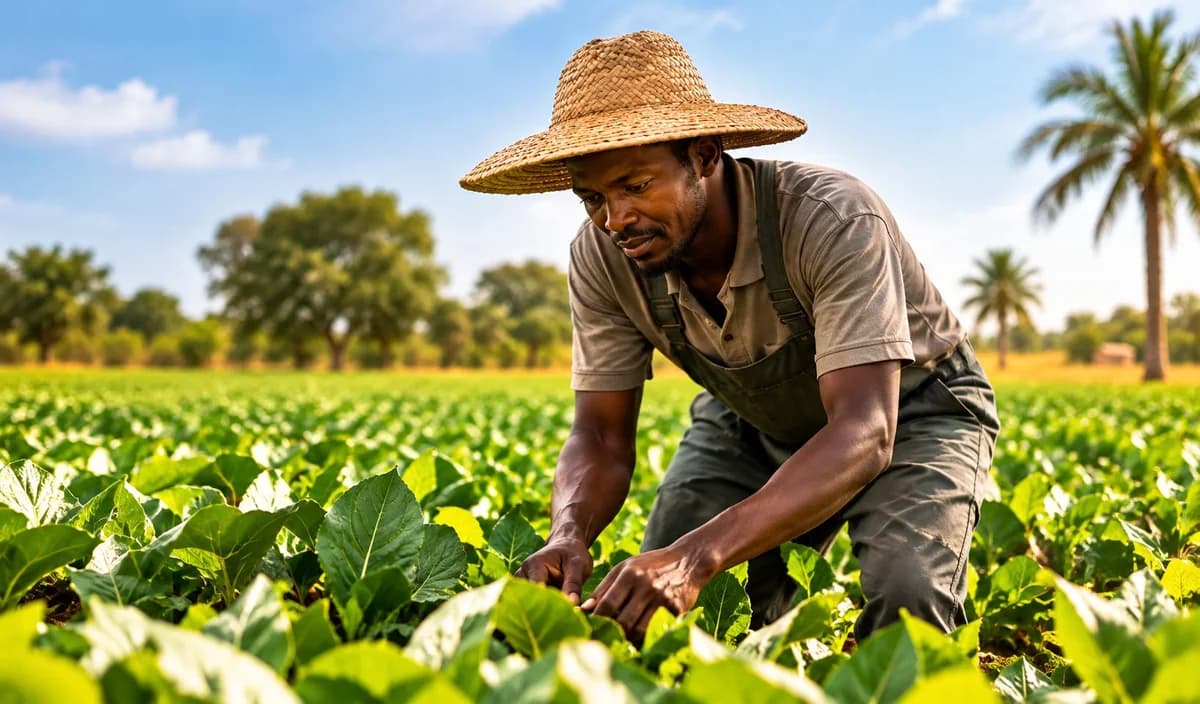 Un agriculteur sénégalais au travail dans son champ