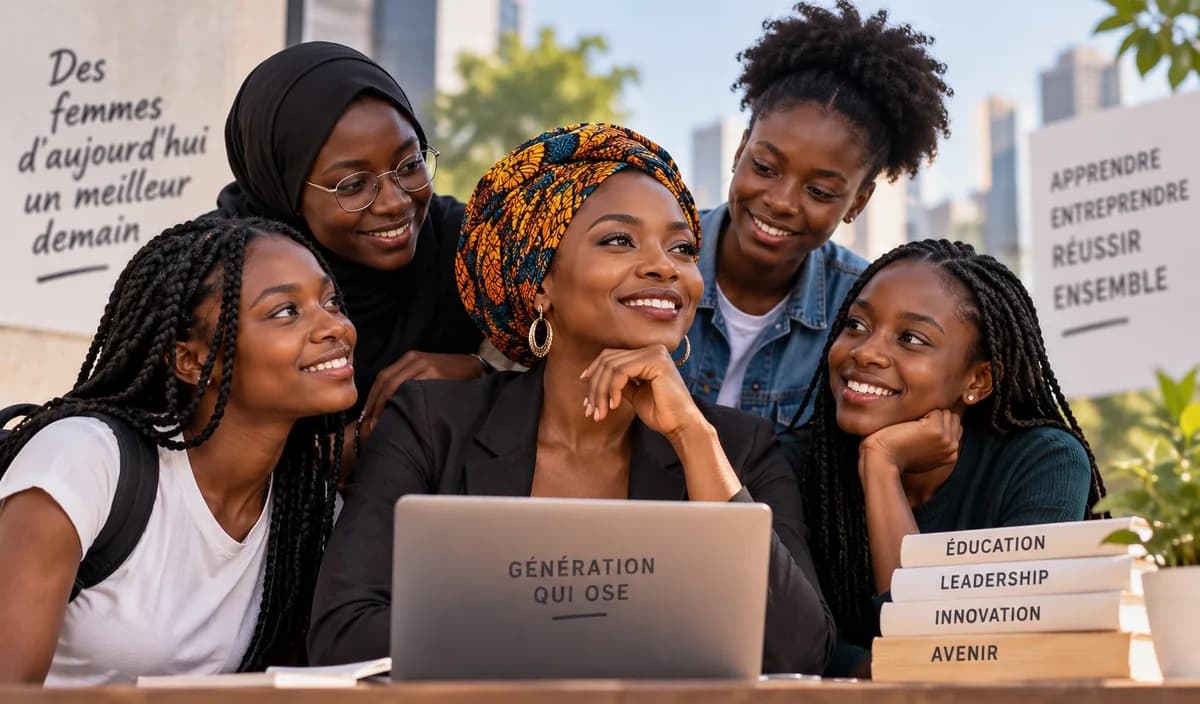 De jeunes femmes réunies autour d'un ordinateur portable