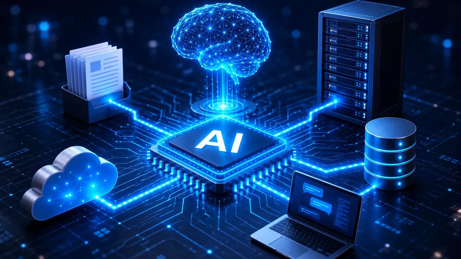 Processeur d'intelligence artificielle relié à un centre de données